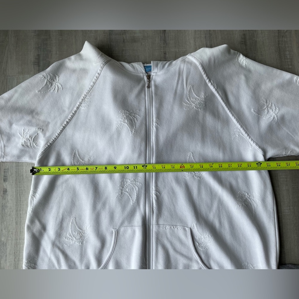 SUN CASUALS White Short Sleeve Zipper Up Cover Up with Hood Size 3X - Picture 6 of 6